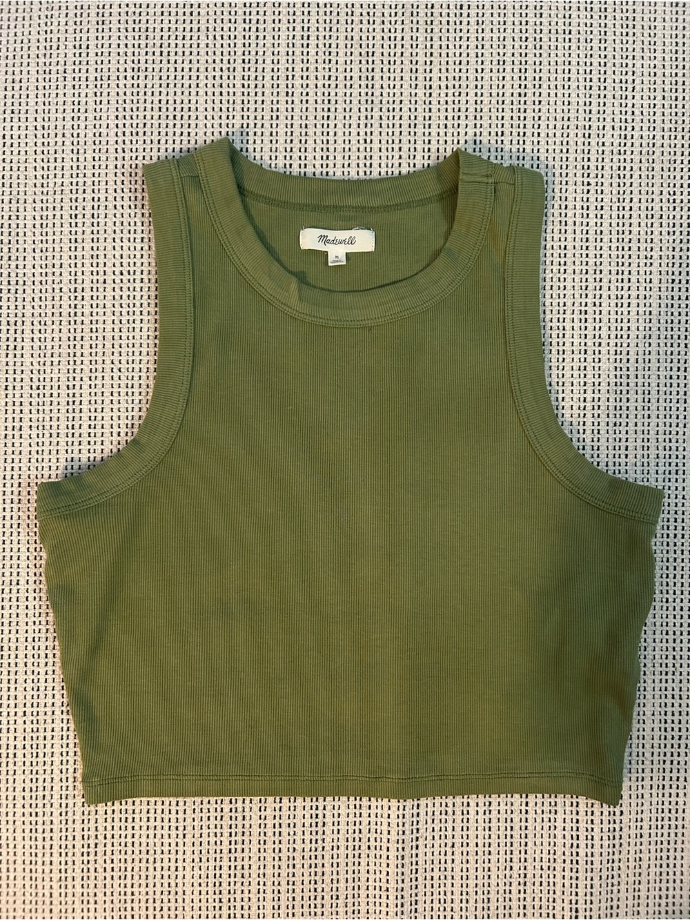 Madewell Olive Green Ribbed Cropped Tank